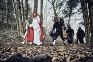 St Nicholas and Krampus during the traditional procession through the wintry forest - an impressive experience between customs, mysticism and living Alpine culture in the Advent season around Wagrain-Kleinarl.
