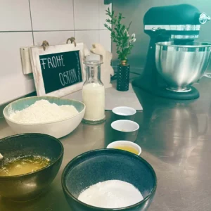 All the ingredients for the Easter plait are lovingly prepared - flour, milk, sugar and butter are waiting in the Hofgut kitchen for their grand entrance into the traditional Easter pastry.