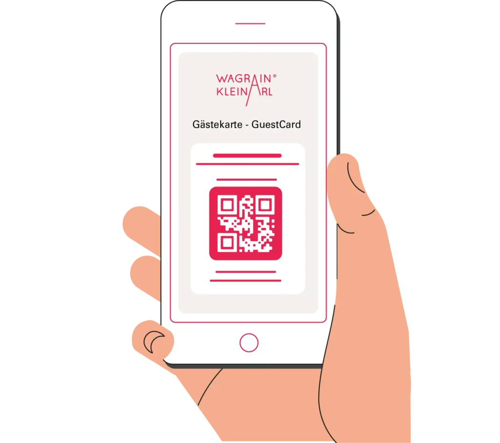 Wagrain-Kleinarl Gästekarte auf dem Smartphone in einer Hand
